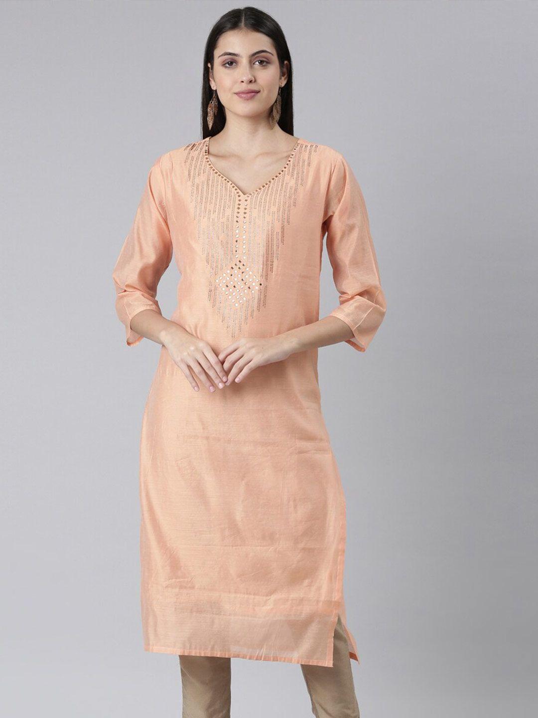 the chennai silk embellished straight pure cotton kurta