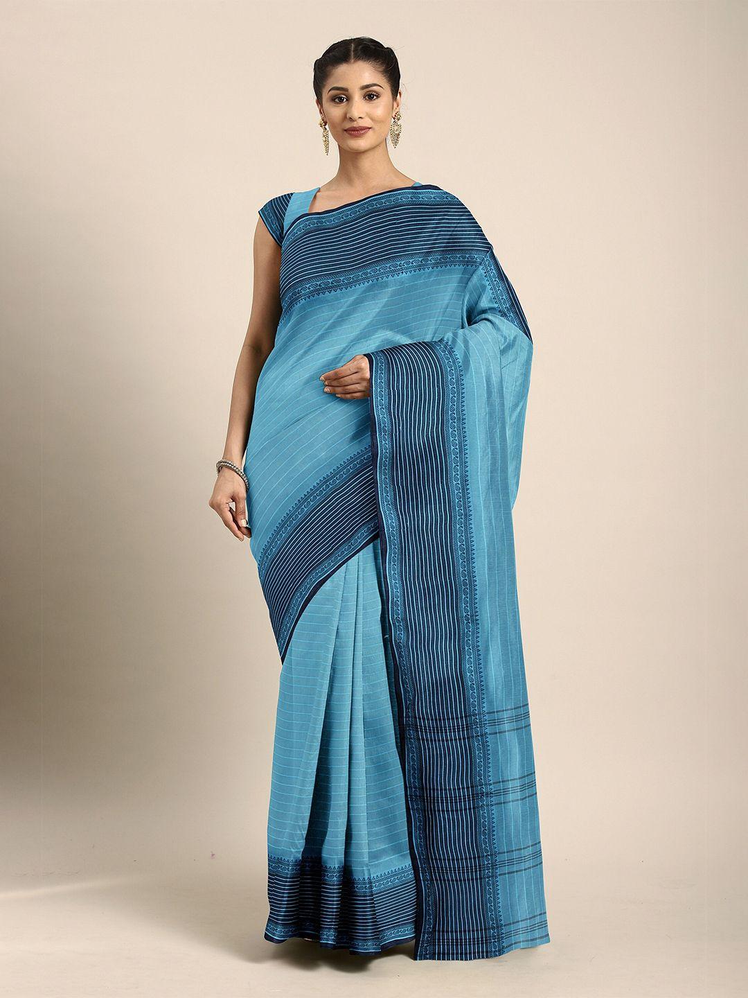 the chennai silks blue striped pure cotton taant saree