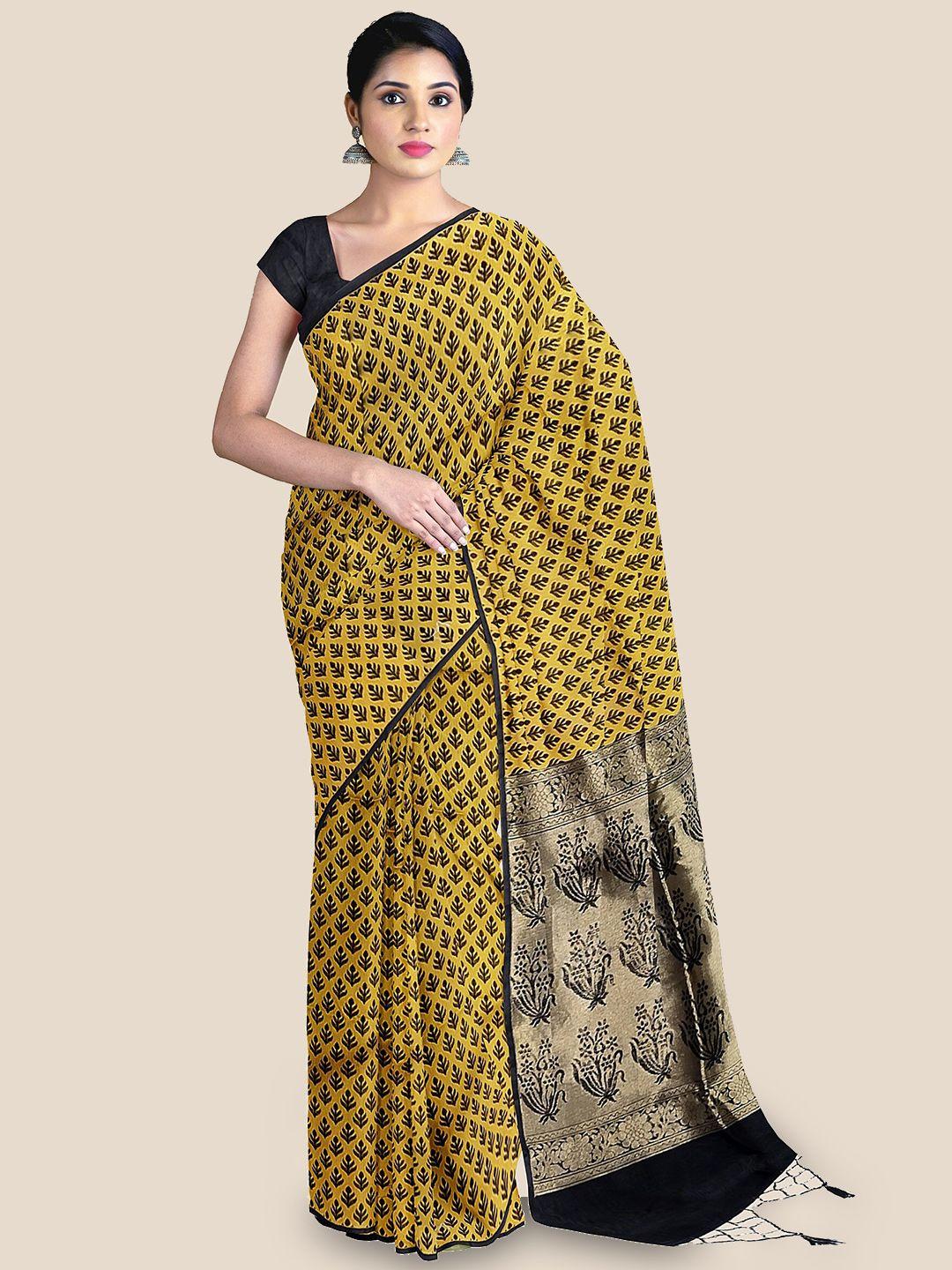 the chennai silks ethnic motifs printed zari silk cotton maheshwari saree