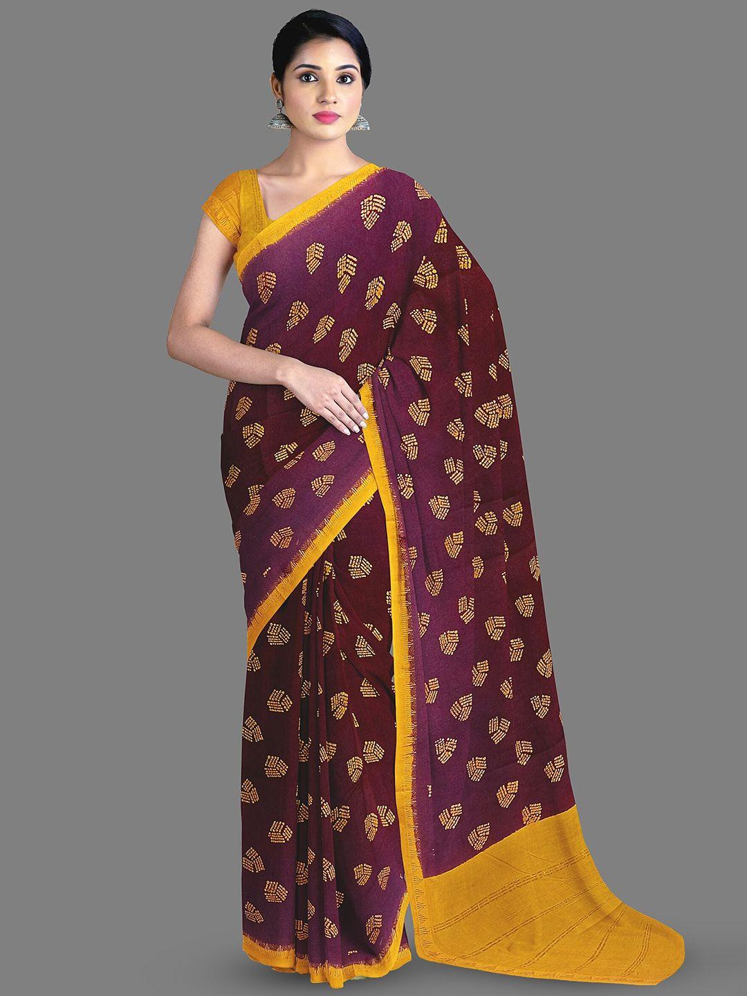 the chennai silks geometric printed pure cotton sungudi saree