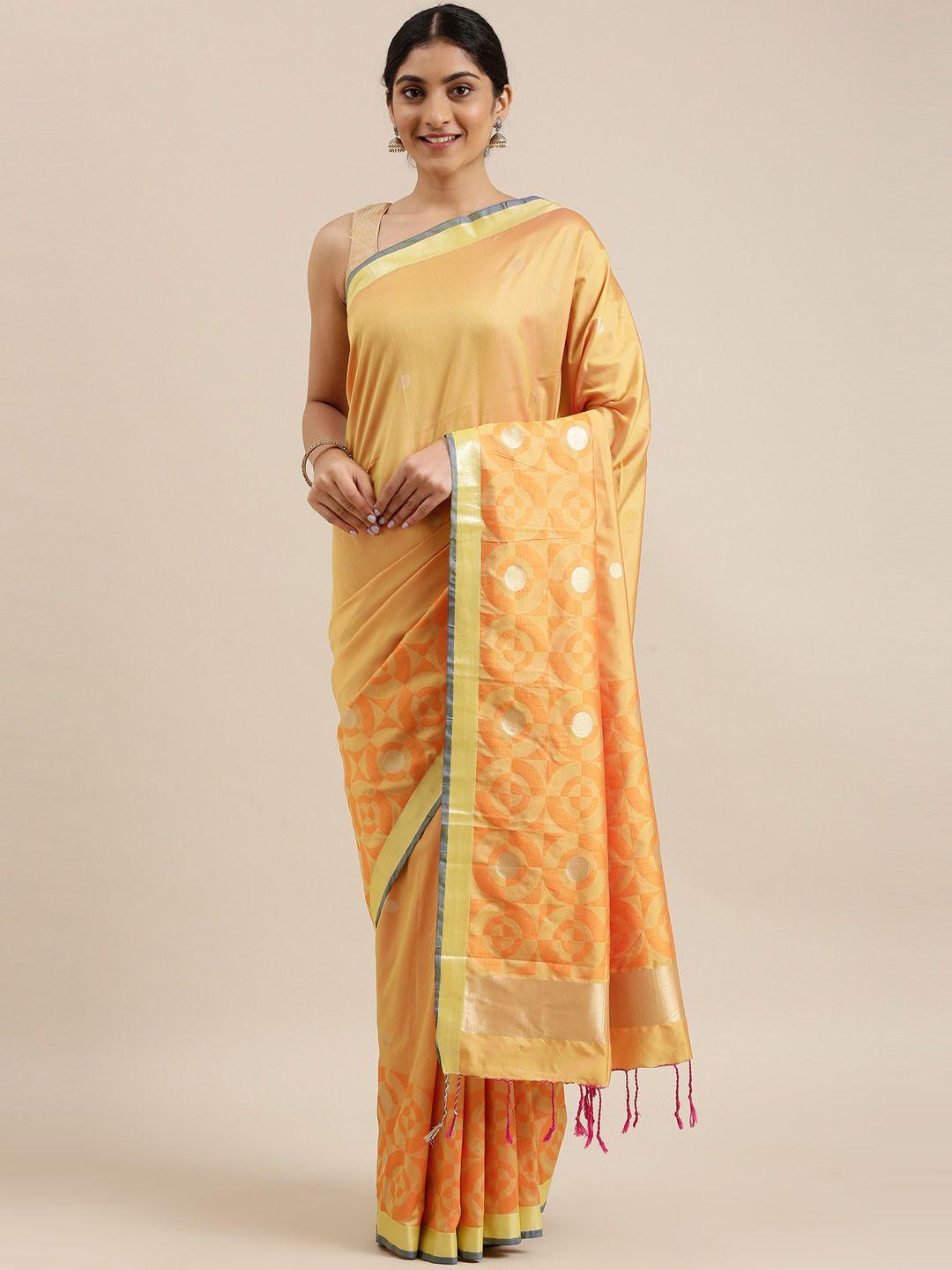 the chennai silks gold-toned & grey art silk fusion saree