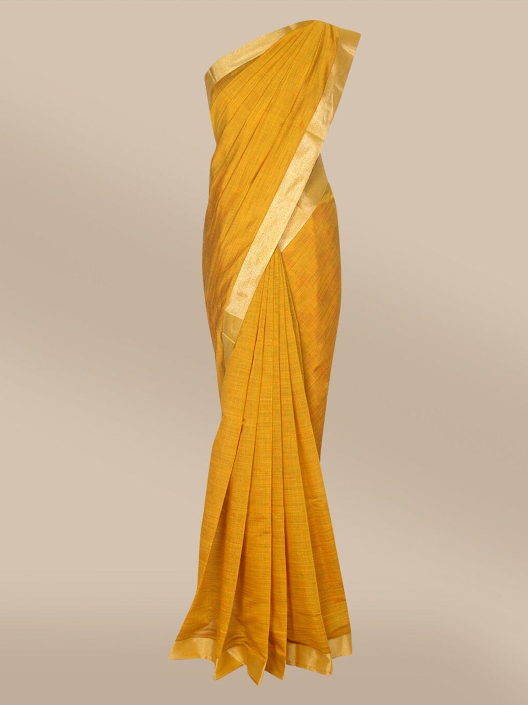 the chennai silks mustard & gold-toned zari saree