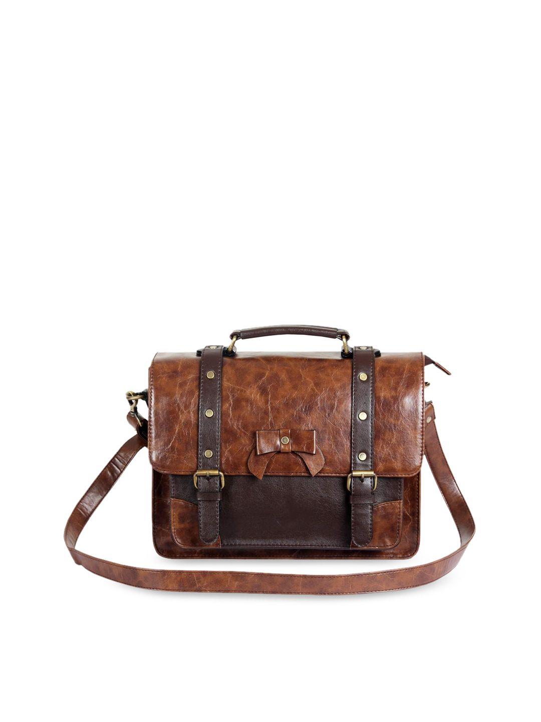 the clownfish brown leather structured satchel