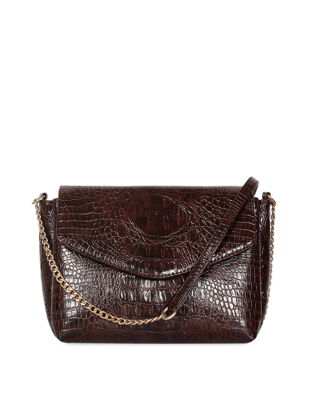 the clownfish coffee brown textured leather structured sling bag