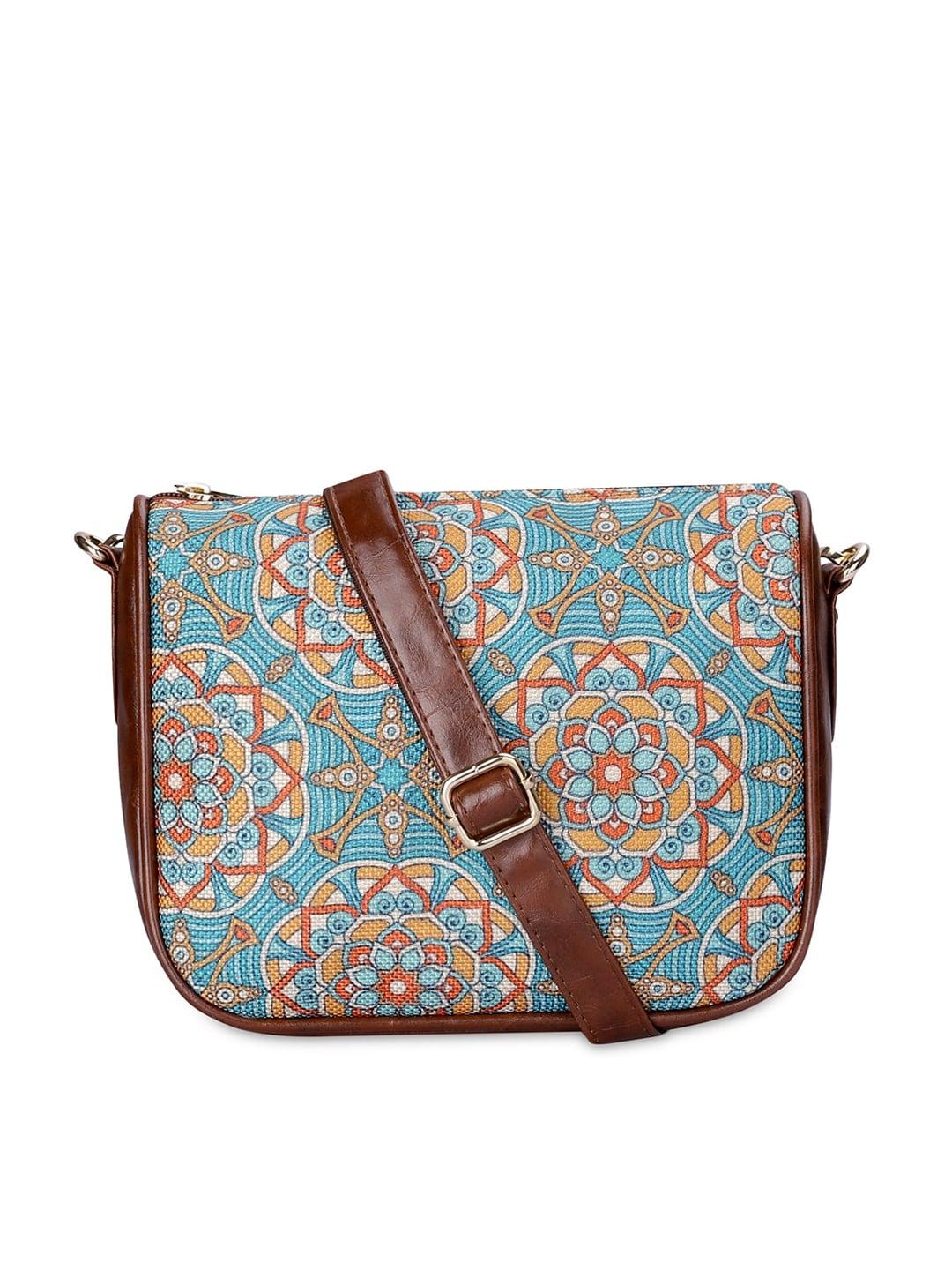 the clownfish detachable strap  jute motifs printed structured sling bag