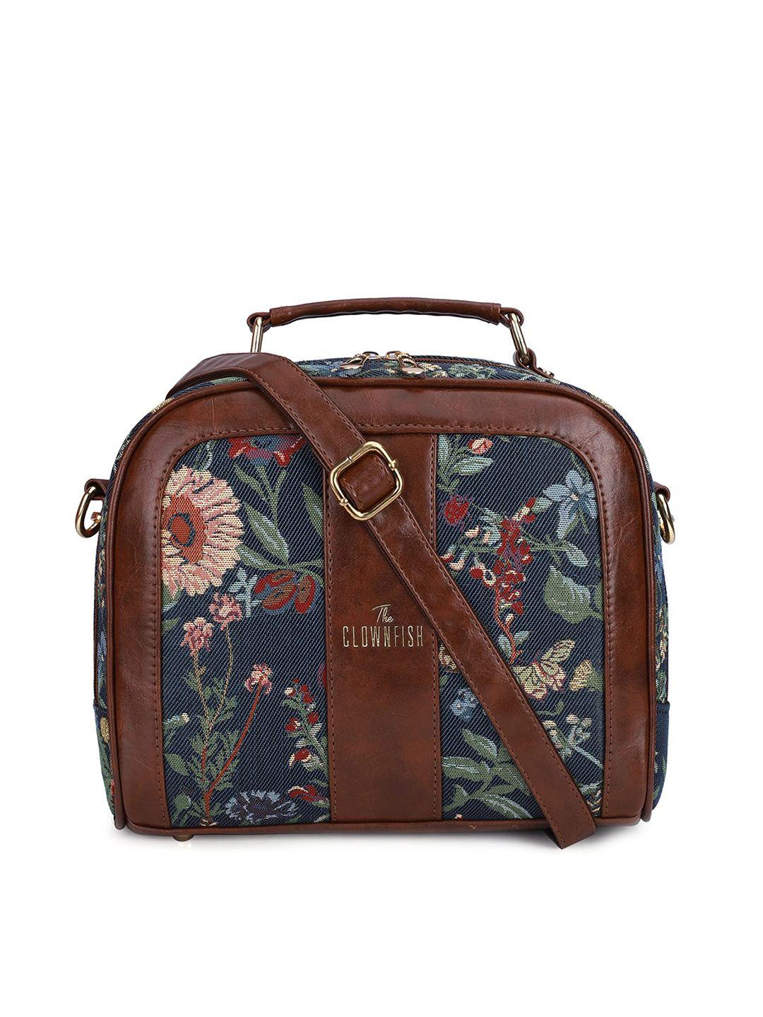 the clownfish floral printed leather structured sling bag