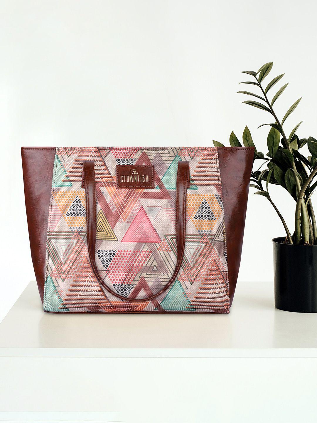the clownfish geometric printed structured jute tote bag