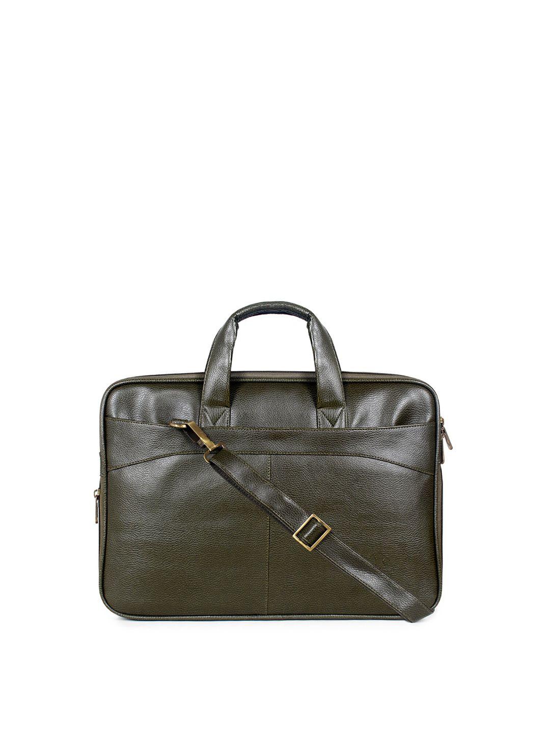 the clownfish unisex green leather laptop bag