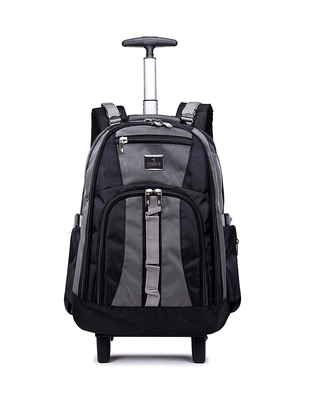 the clownfish water resistant two wheel laptop trolley backpack with compression straps