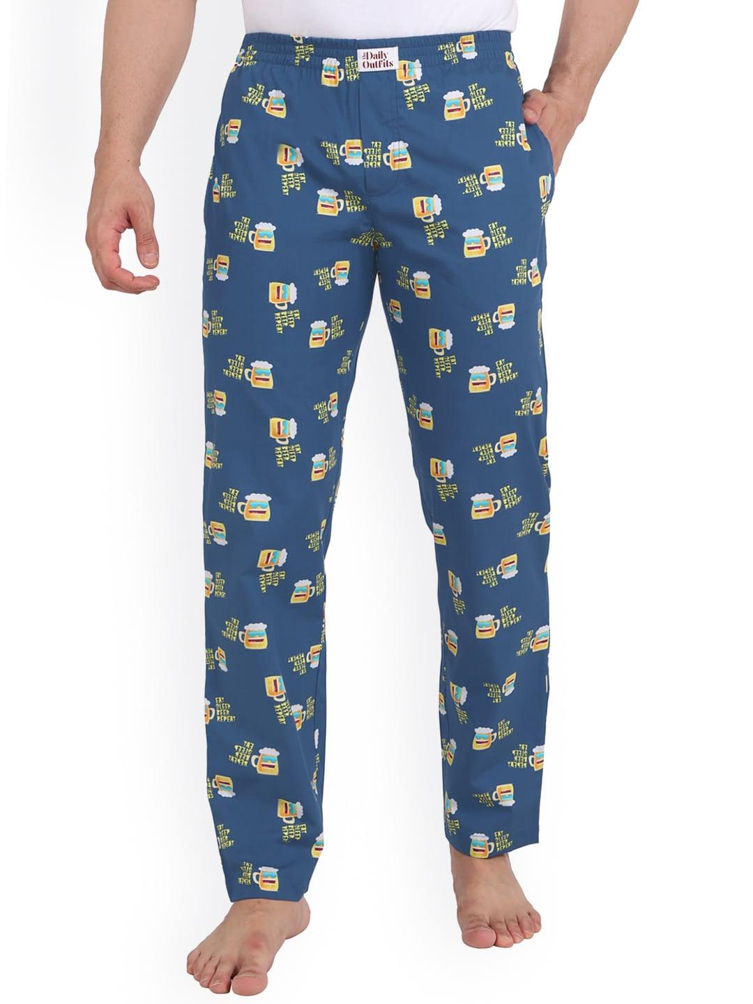 the daily outfits men blue beerdo printed cotton lounge pant
