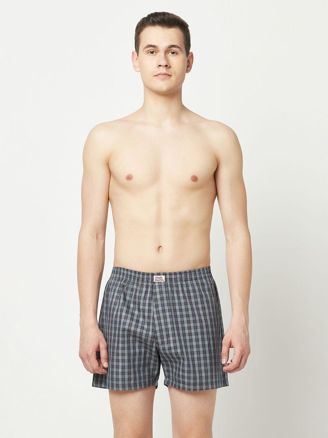 the daily outfits men checked pure cotton boxers