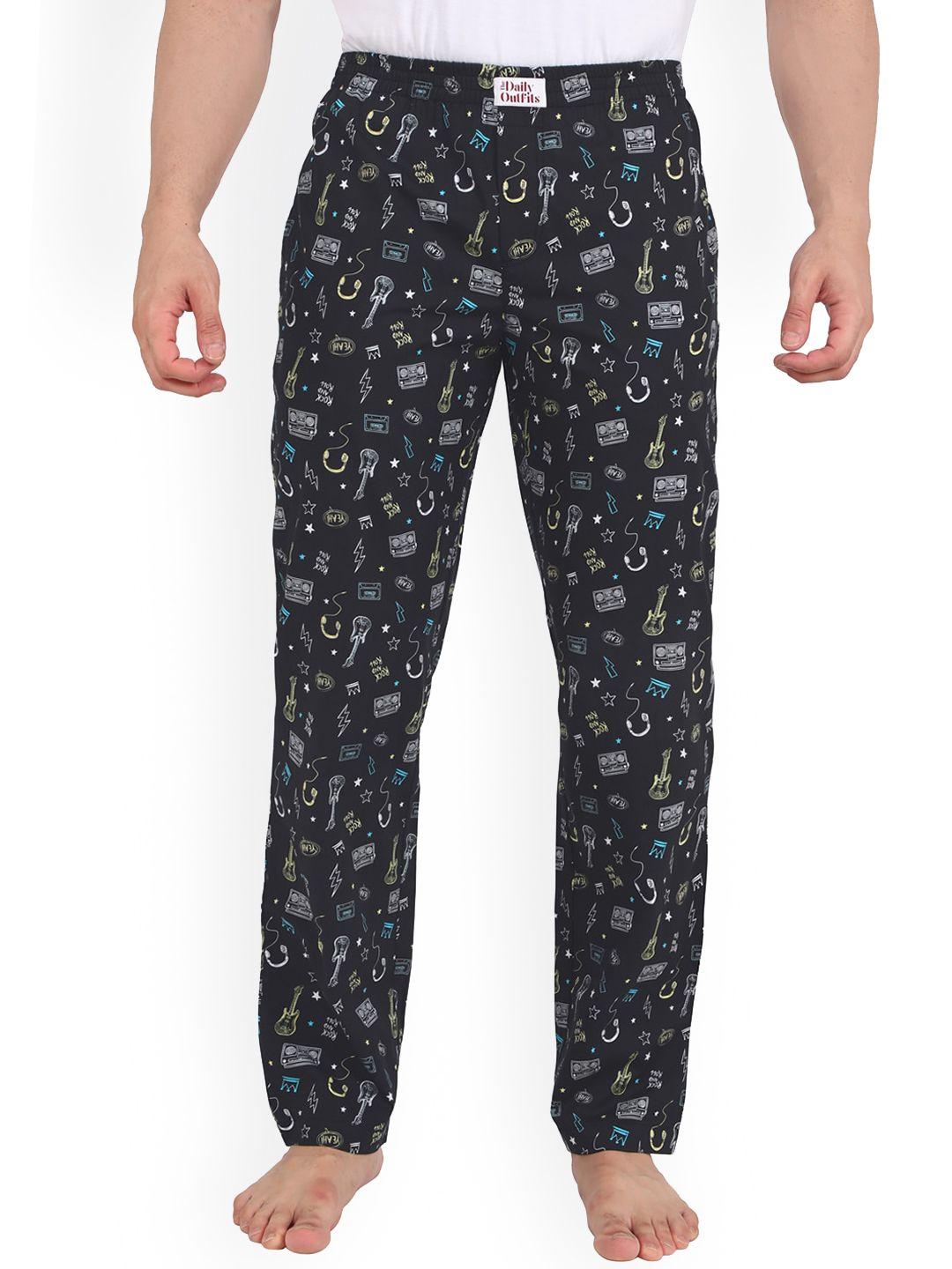 the daily outfits men grey printed cotton lounge pants