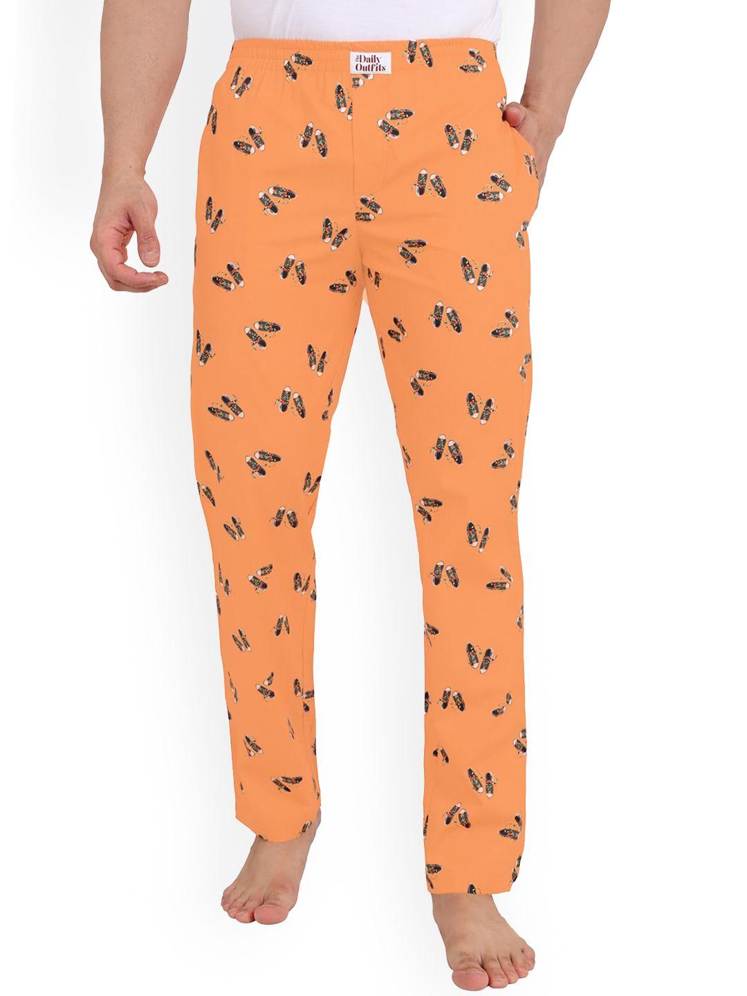 the daily outfits men orange conversational printed cotton lounge pants