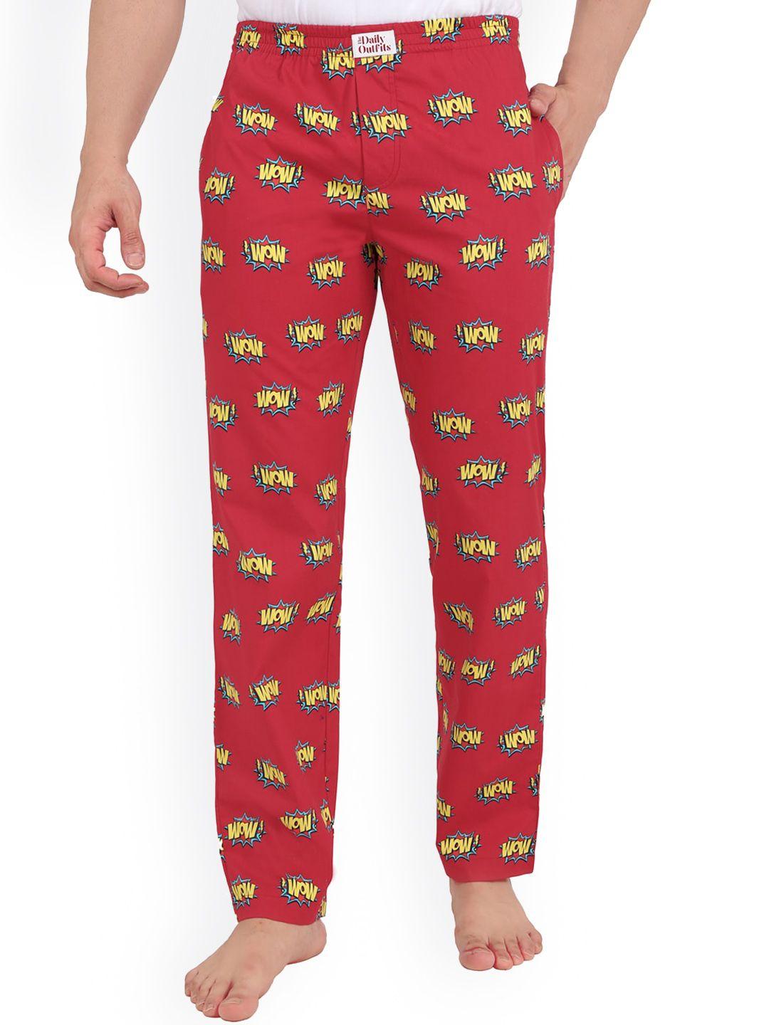 the daily outfits men red printed cotton lounge pants
