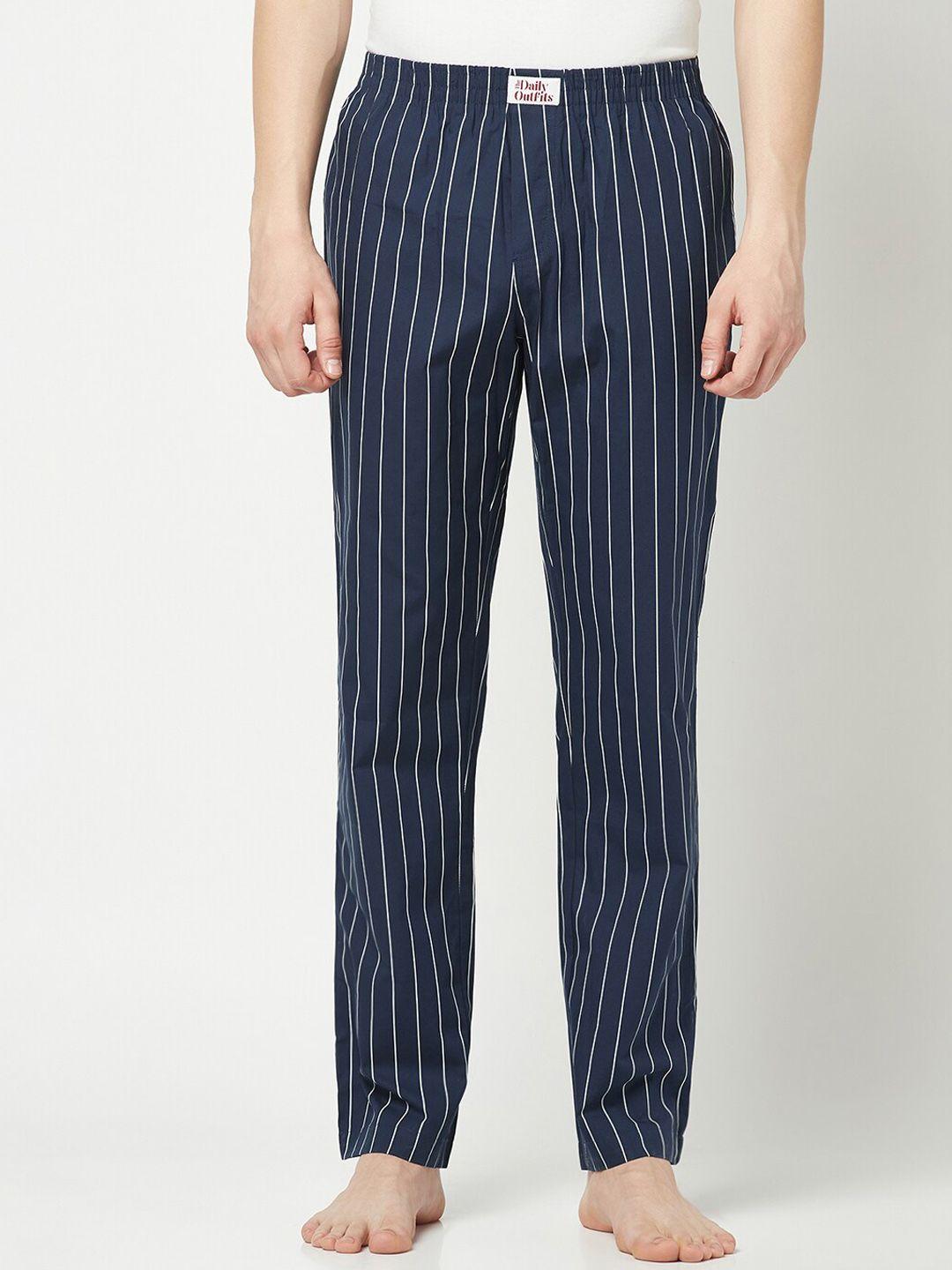 the daily outfits men striped mid-rise cotton lounge pants