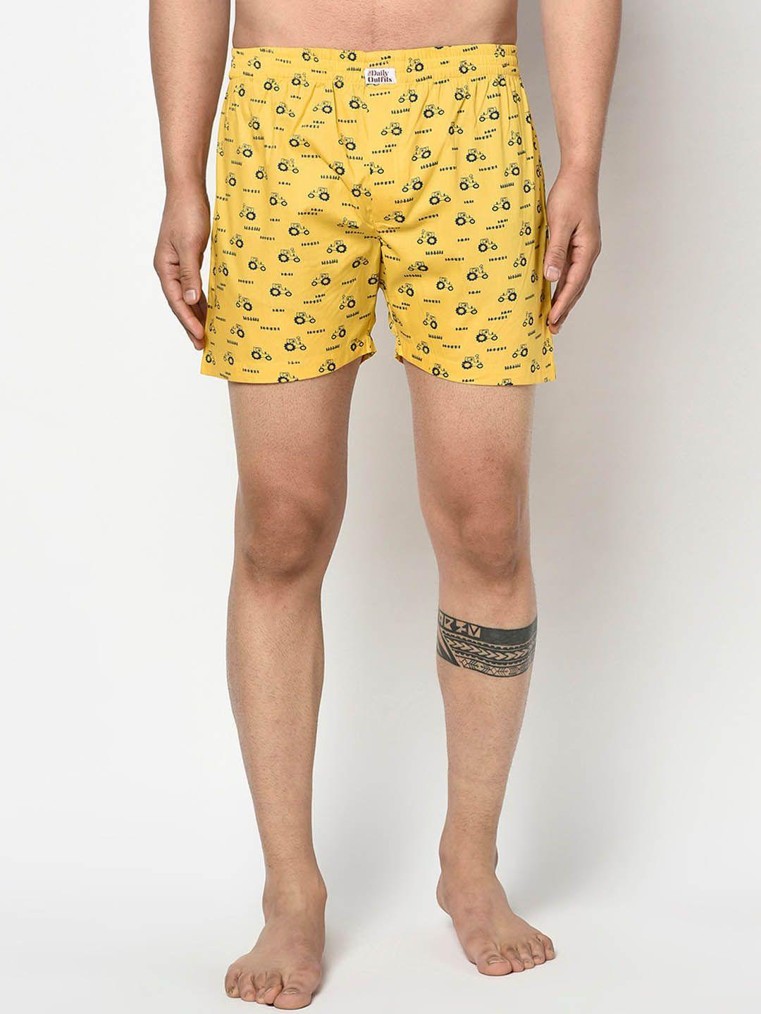 the daily outfits men yellow tractor print boxer-l