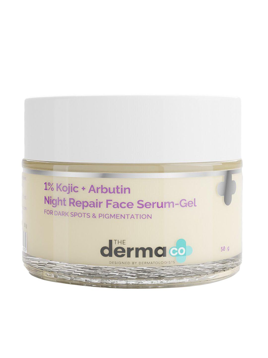 the derma co. 1% kojic + arbutin night repair face serum - gel for dark spots - 50 g