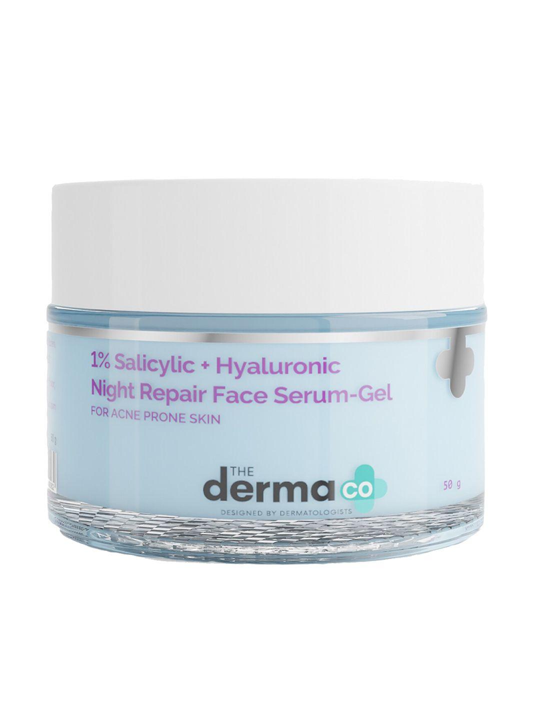 the derma co. 1% salicylic+hyaluronic night repair face serum-gel for acne prone skin-50g