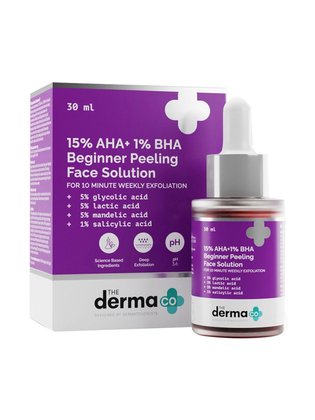 the derma co. unisex 15% aha + 1% bha beginner face peeling solution - 30ml