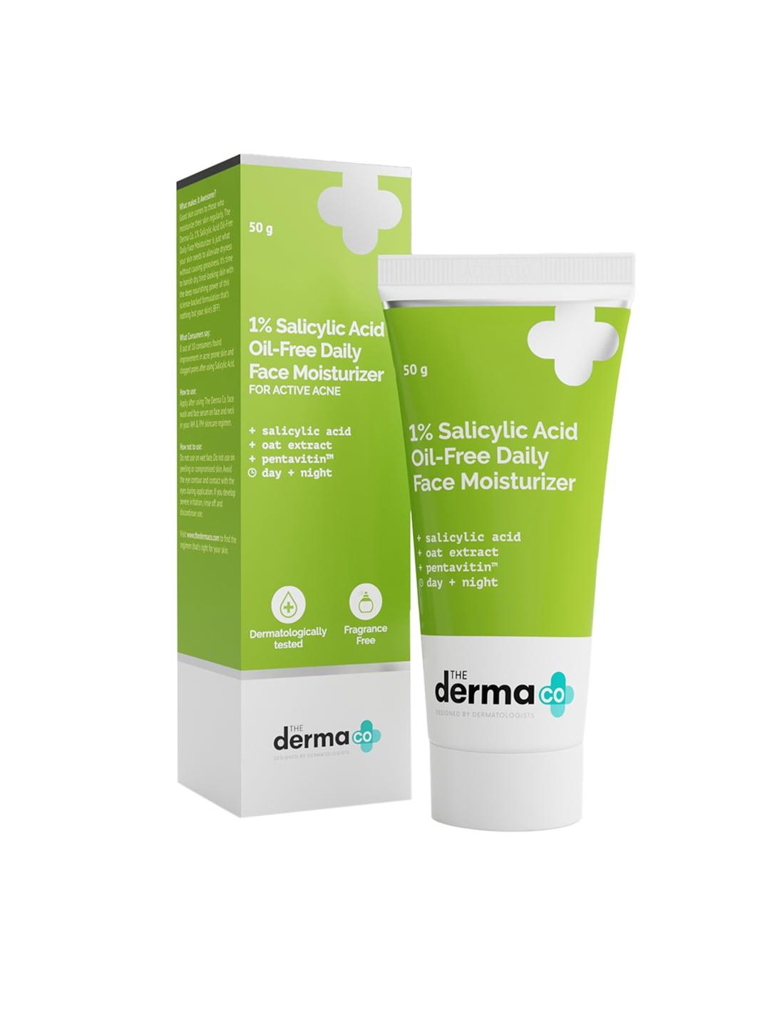 the derma co.1% salicylic acid oil-free moisturizer with oat extract for active acne - 50g