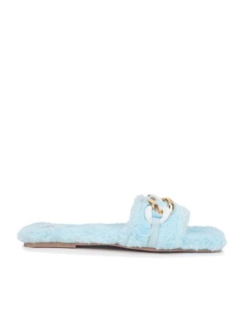 the desi dulhan women's sky blue slide sandals