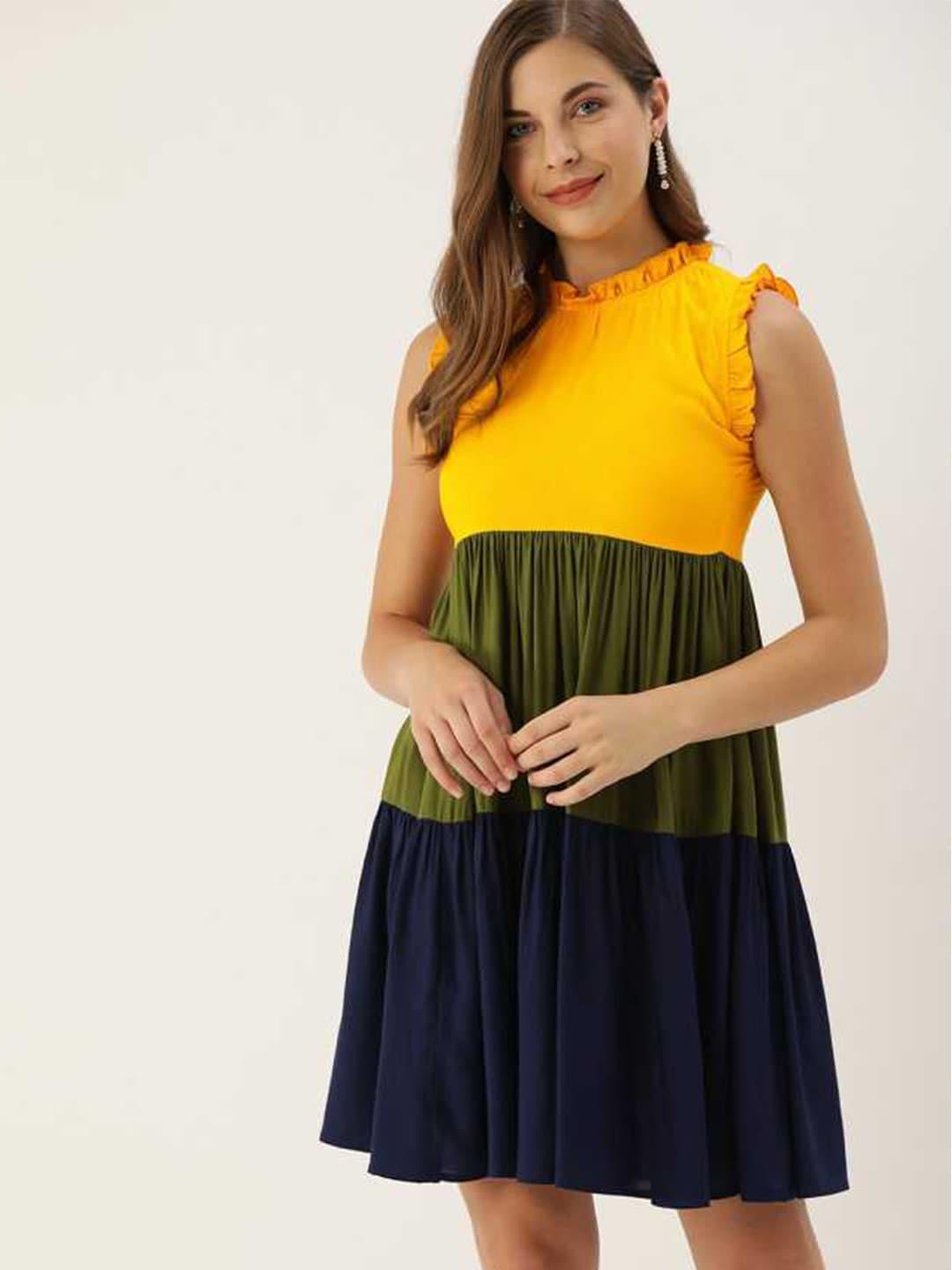 the dry state colourblocked tiered dress