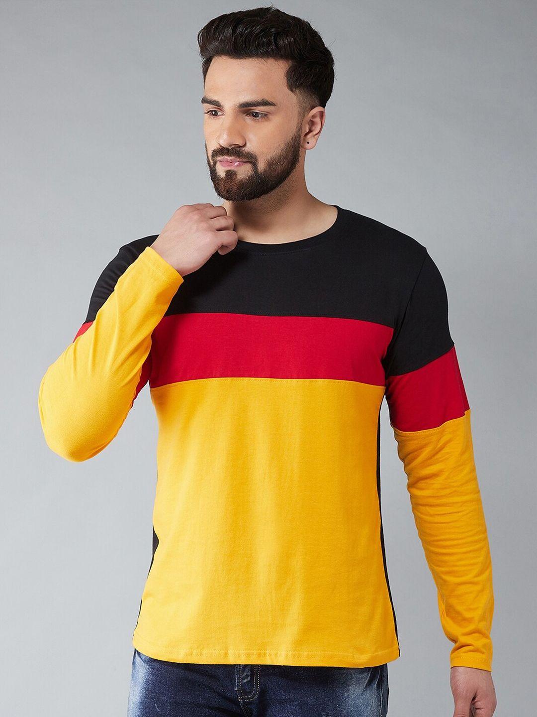 the dry state men multicoloured colourblocked applique t-shirt