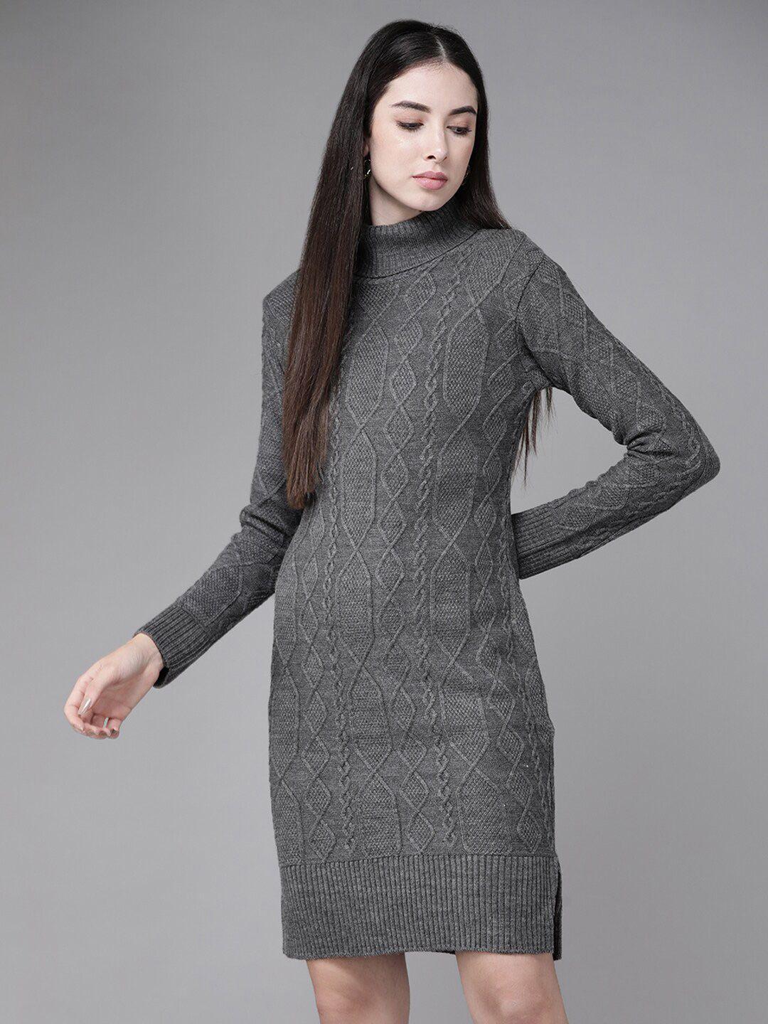 the dry state turtle neck above knee acrylic dress