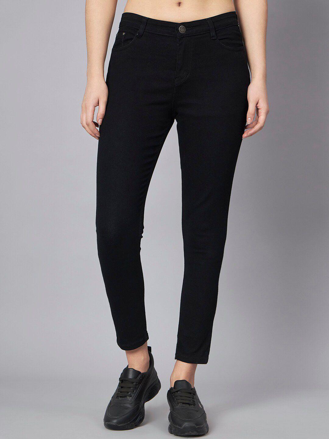 the dry state women black slim fit mid rise non stretchable cotton jeans