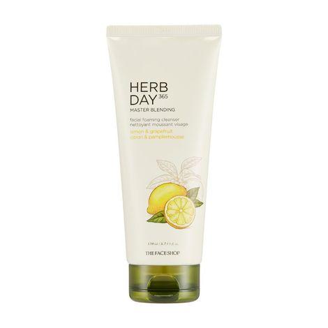 the face shop herb day 365 cleansing foam, lemon & grapefruit, ml with lemon extracts, sls and paraben free, 170 millilitre