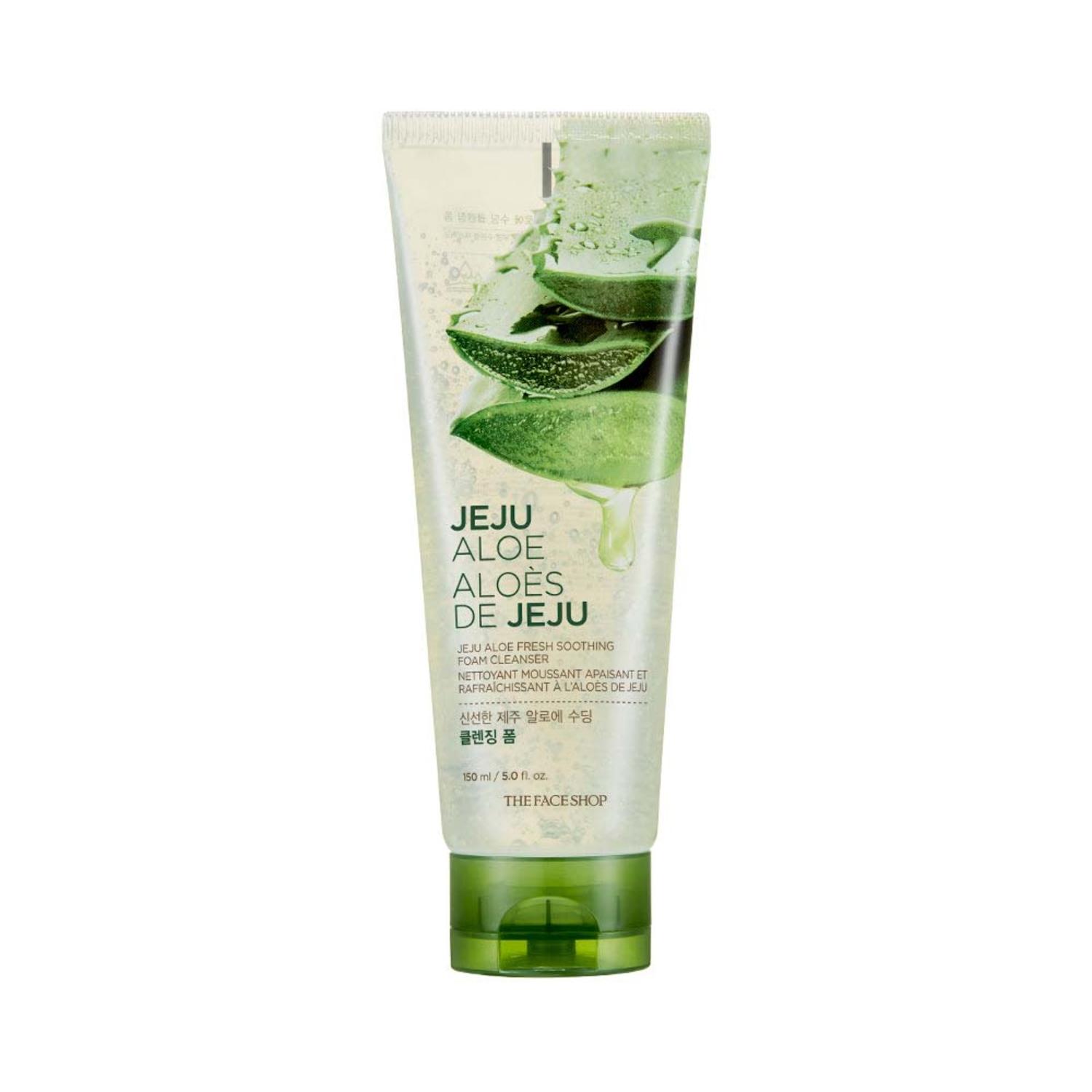 the face shop jeju aloe fresh soothing foam cleanser (150ml)