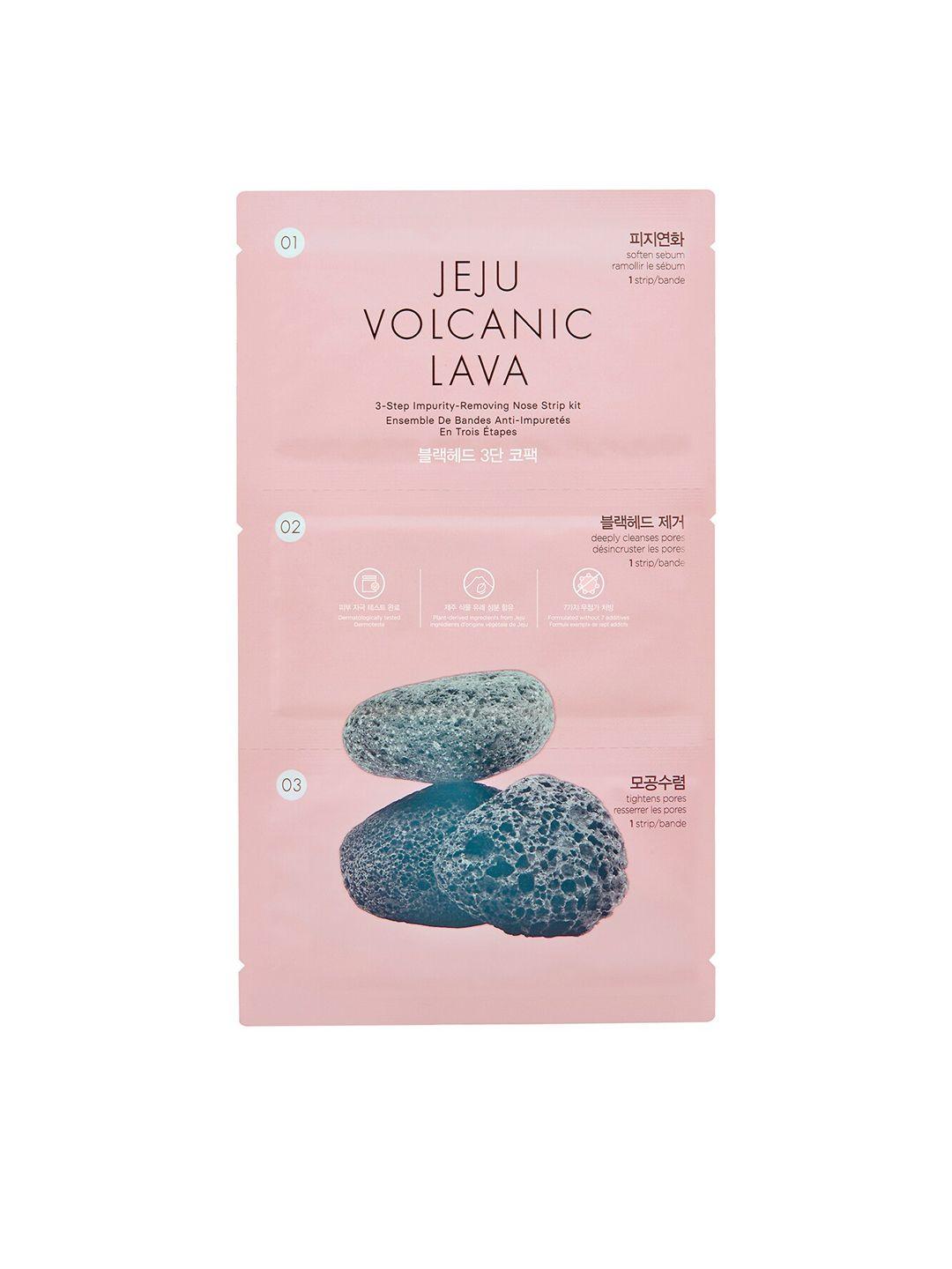 the face shop jeju volcanic lava 3 step impurity removing nose strip kit - 3 strips