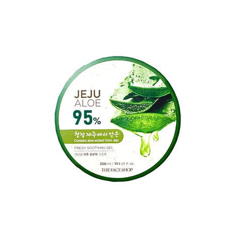 the face shop non-sticky transparent 3 in 1 aloe fresh soothing gel for skin, body and hair | pure aloe vera & vitamin e for skin and hair | korean skin care products, 300ml
