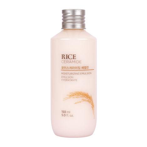 the face shop rice & ceramide moisturizing emulsion with rice extracts for brightening skin |light weight emulsion for moisturizing, |locks moisture for 12 hours, for soft and glowing skin |korean beauty products for all skin types, 150ml