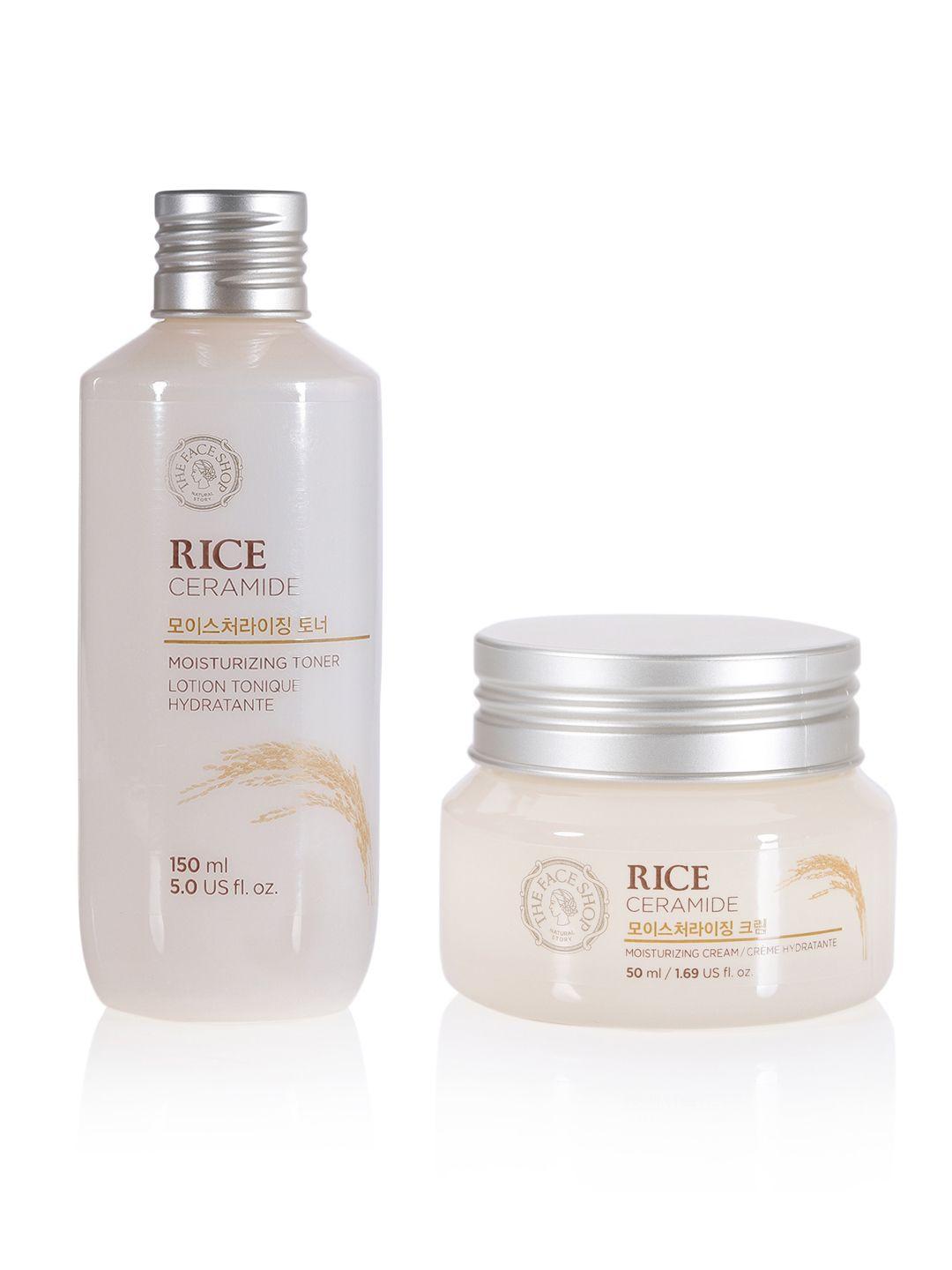 the face shop rice & ceramide set of moisturizing toner & moisturizing cream