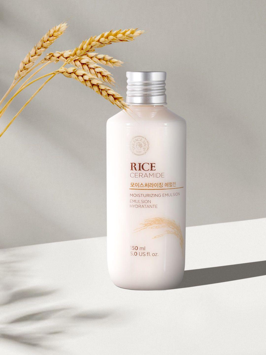the face shop rice & ceramide skin brightening moisturizing emulsion 150 ml