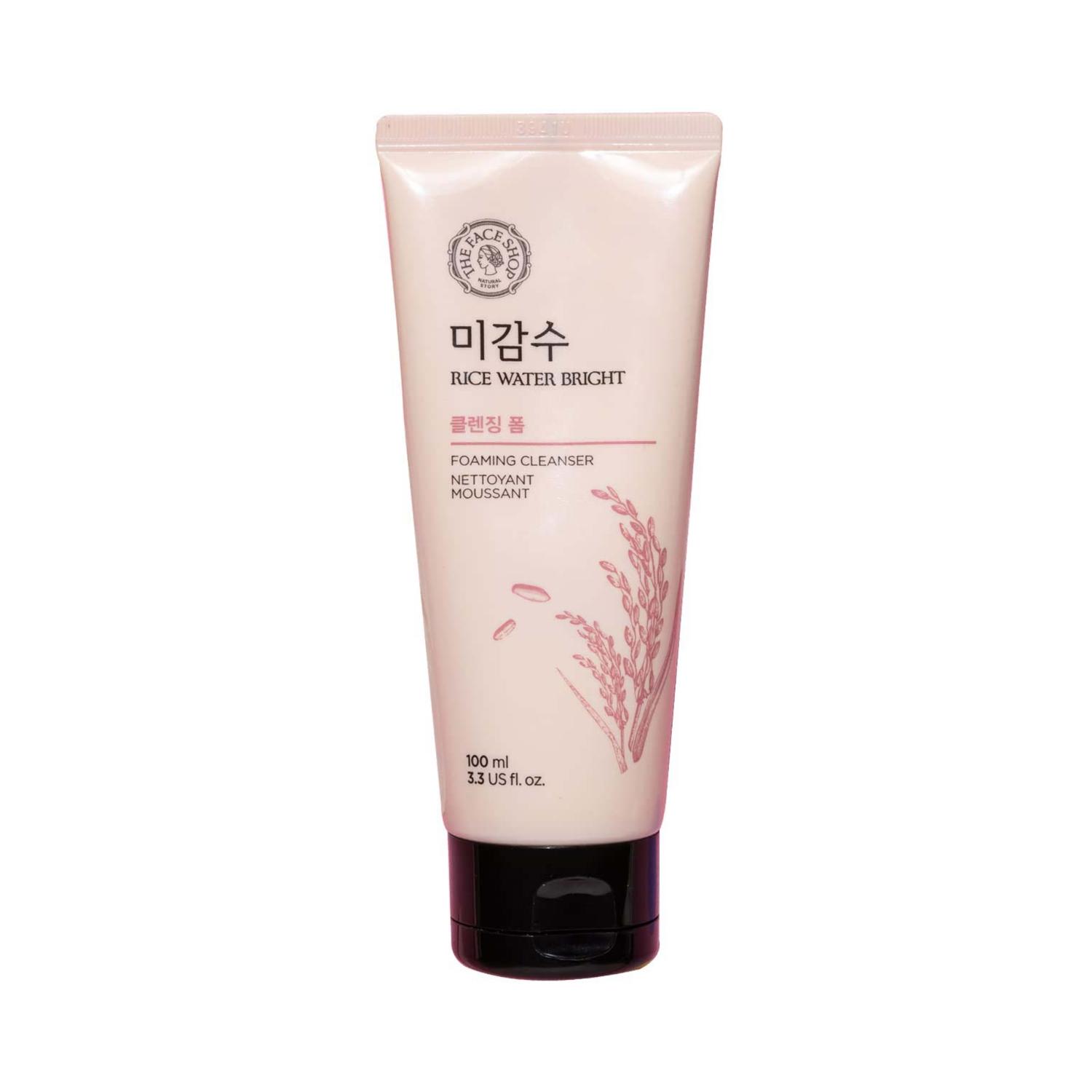 the face shop rice water bright foaming cleanser (100ml)