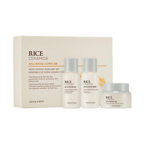the face shop rice&ceramide moisturizing skincare set, 78 ml (pack of 3)