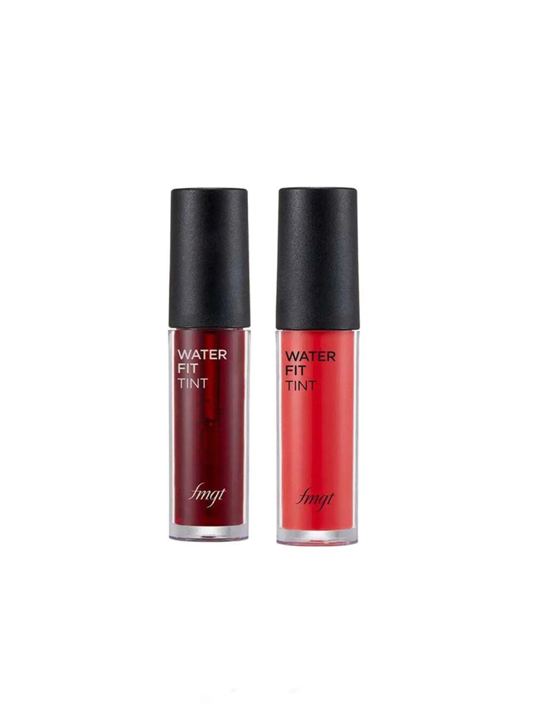 the face shop set of 2 water fit long-lasting lip tint 5g each - pink mate & red signal
