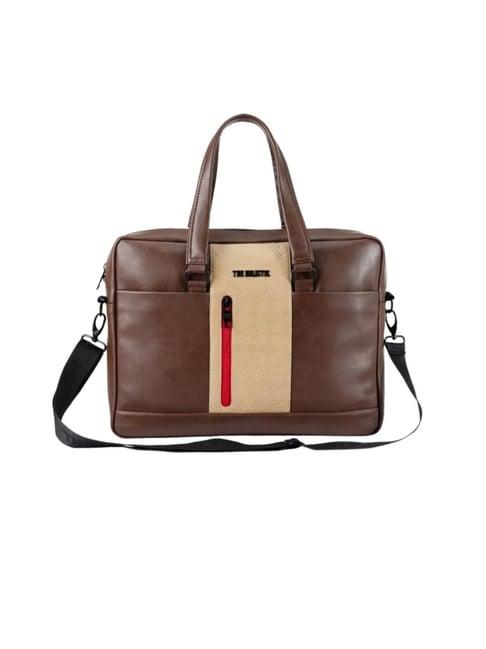 the holistik clever brown & beige medium laptop messenger bag - 9.45 inches