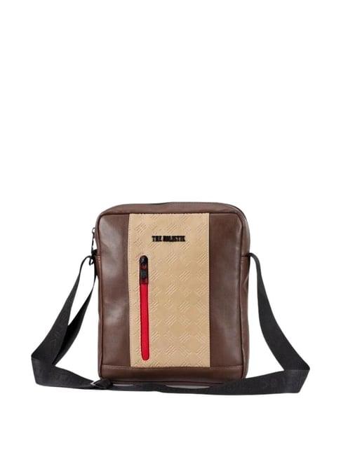 the holistik clever brown textured medium messenger bag