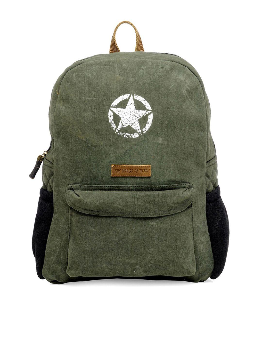 the house of tara unisex olive green & black brand logo backpack