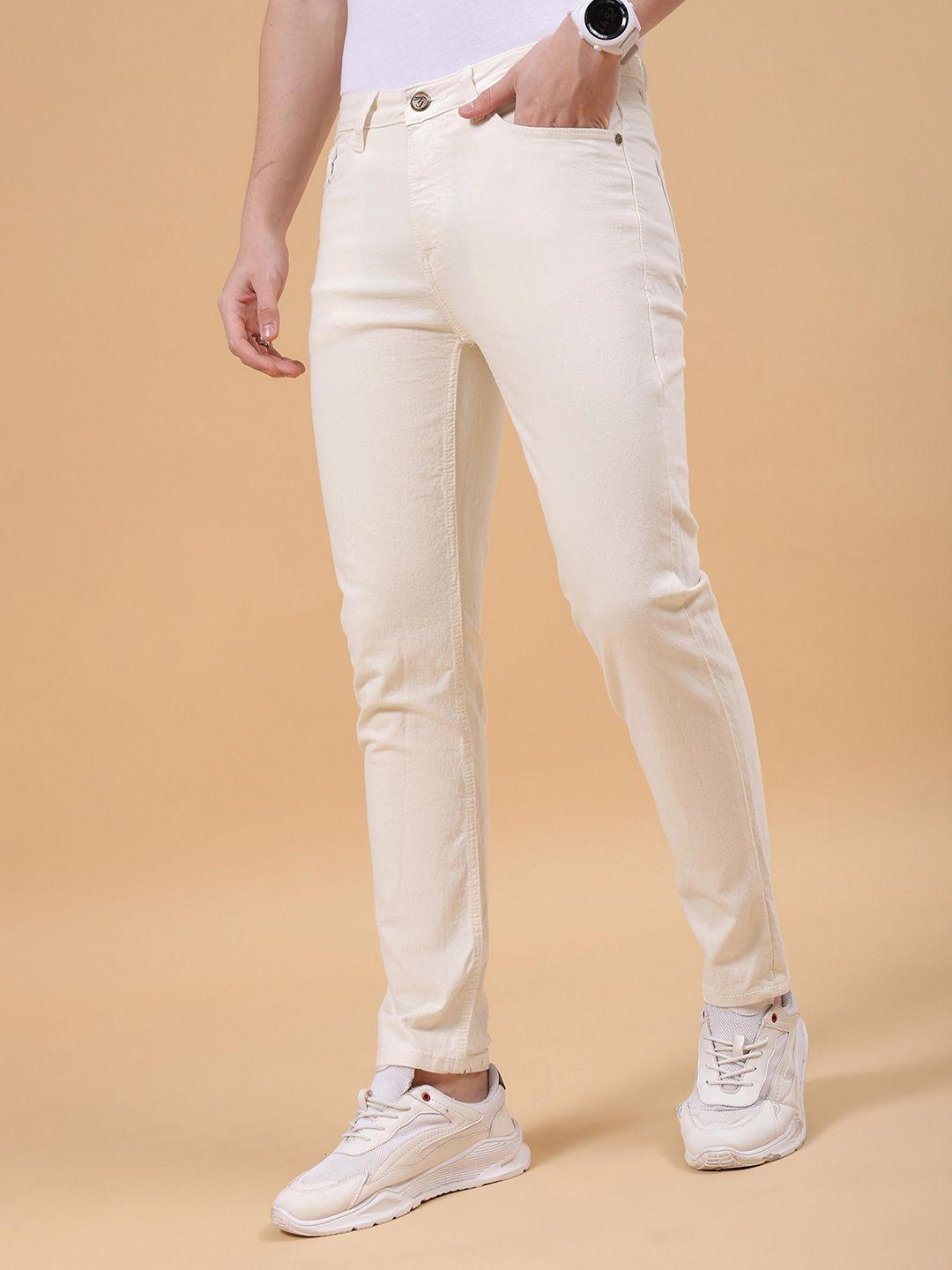 the-indian-garage-co-men-off-white-slim-fit-clean-look-stretchable-jeans