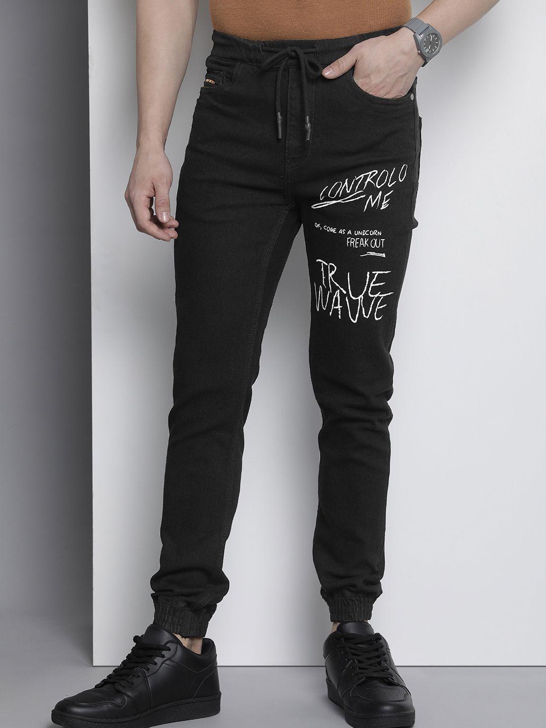 the indian garage co men printed stretchable jogger jeans