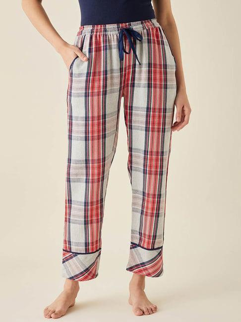 the kaftan company red & blue cotton check pyjamas