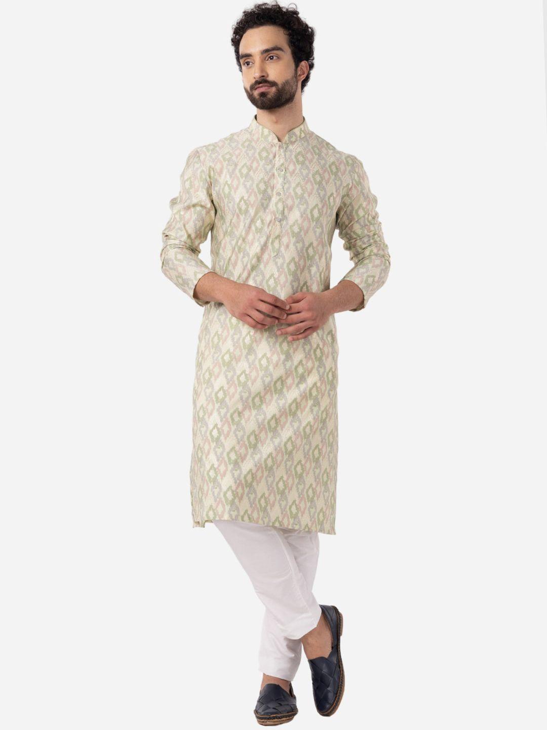 the kurta company ethnic motifs printed cotton silk straight kurta