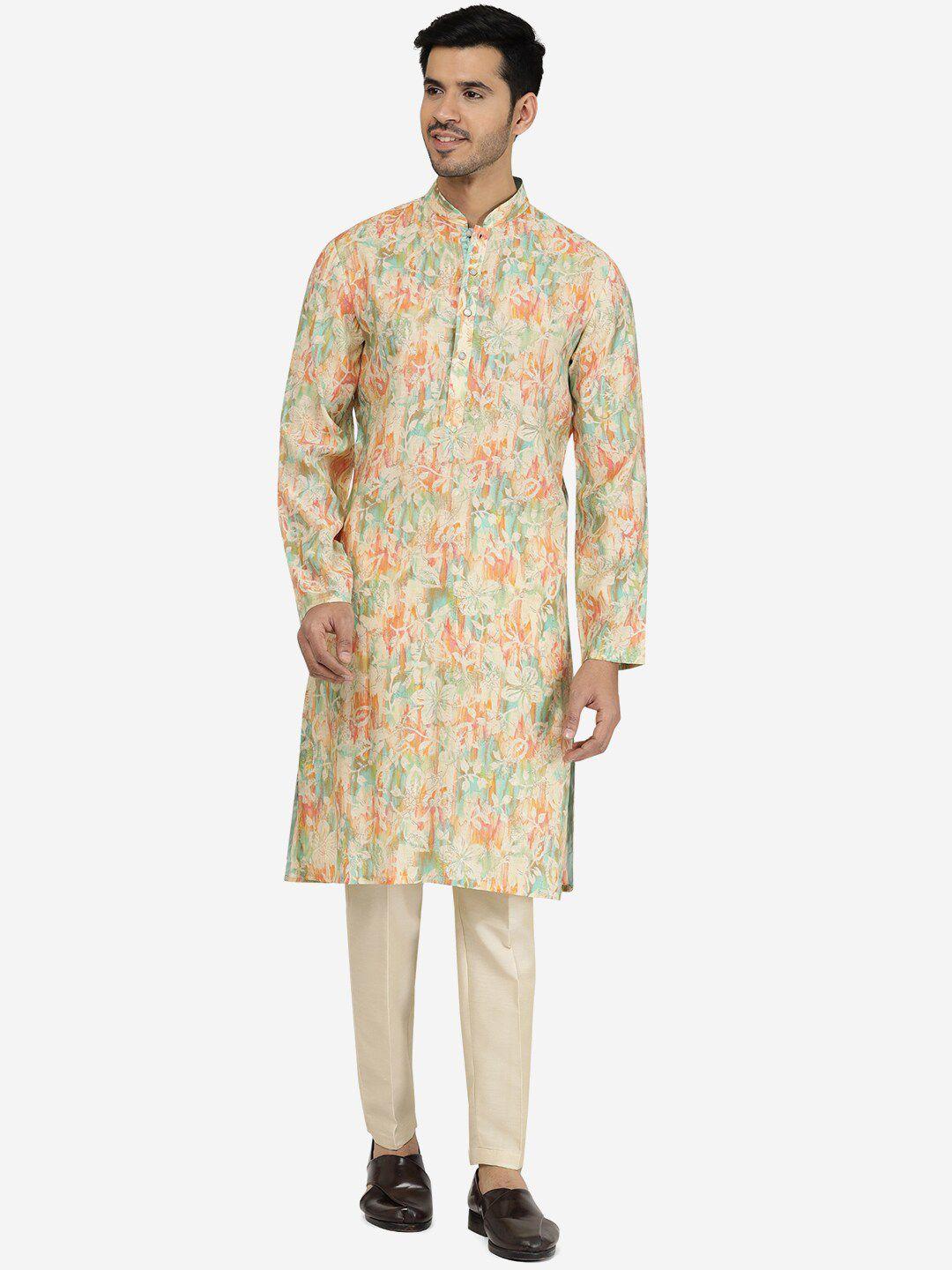 the kurta company floral printed cotton mandarin collar straight kurta