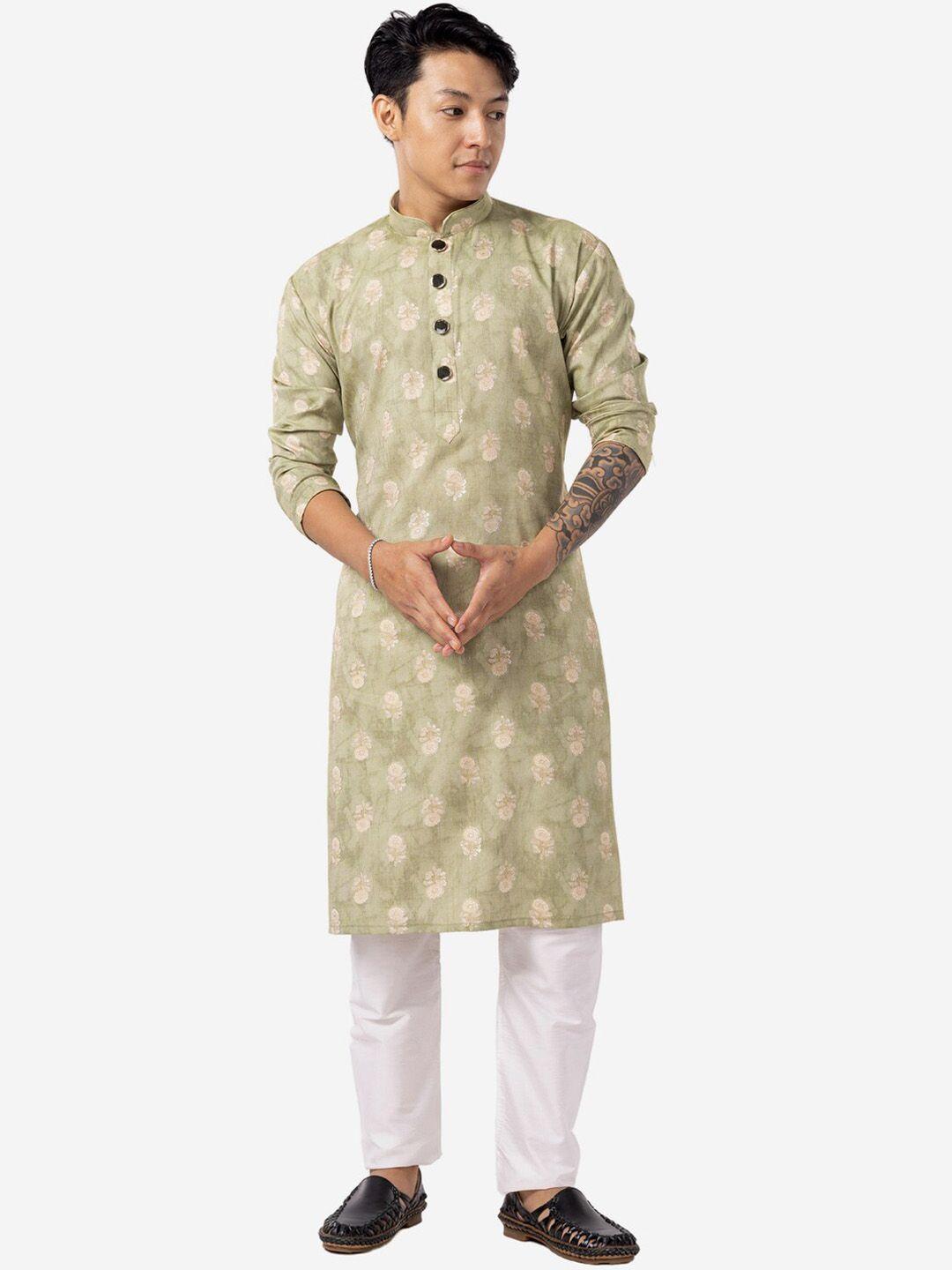 the kurta company floral printed mandarin collar cotton straight kurta