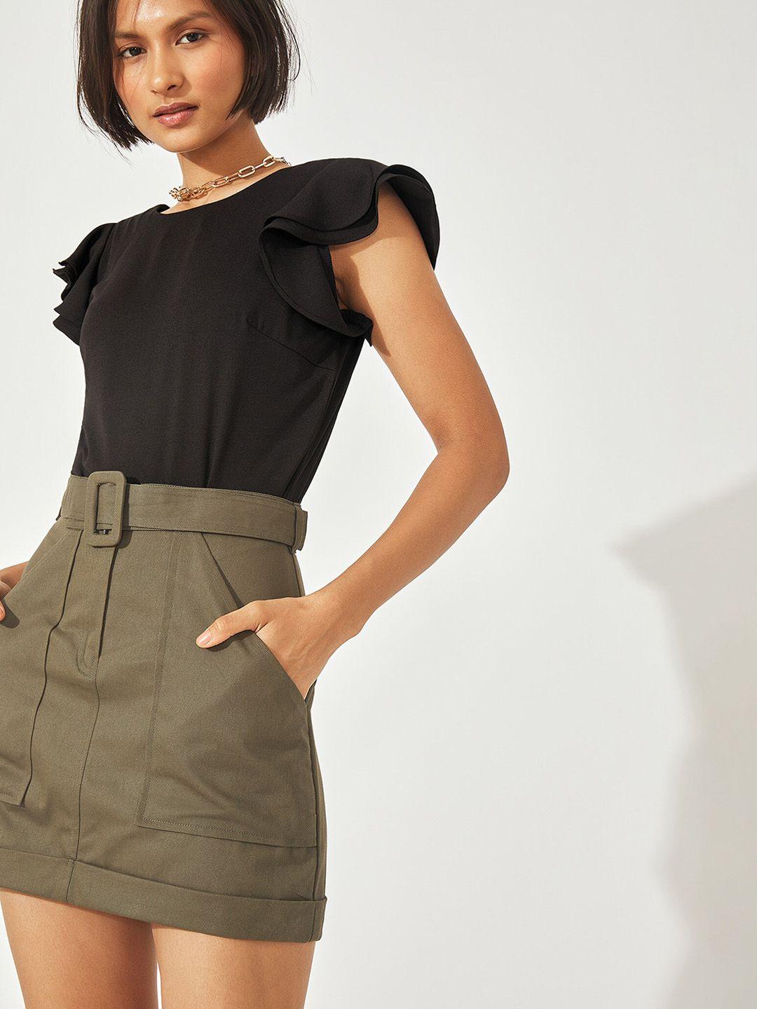 the label life belted straight mini skirt