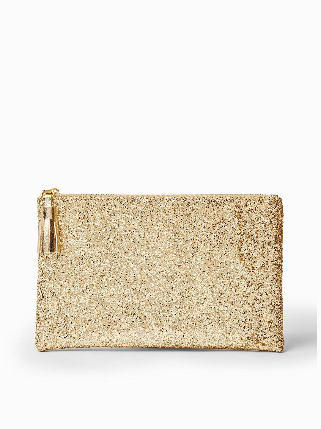 the label life gold-toned & silver-toned textured envelope clutch